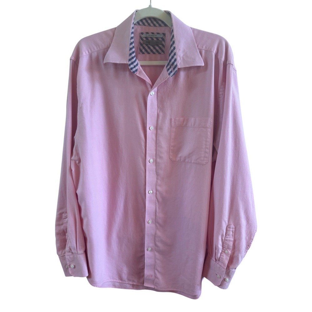 Johnston And Murphy Tailored Fit Large Button Down Men's Shirt Gingham Collar